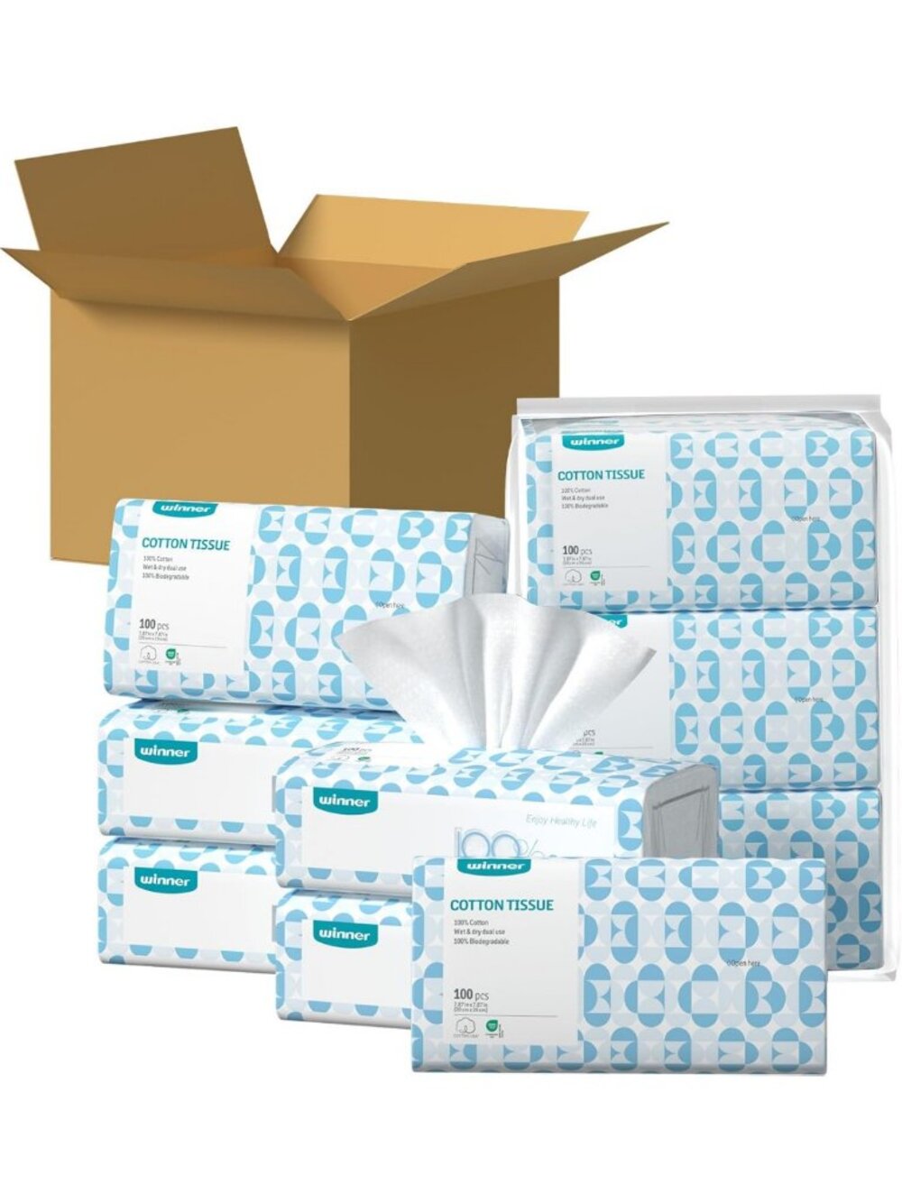 100% Biobased Soft Facial Towels - 1200 Count, Eco-Friendly, 2 Packs, Ultra